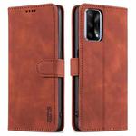 For OPPO A74 4G / F19 AZNS Skin Feel Calf Texture Horizontal Flip Leather Case with Card Slots & Holder & Wallet((Brown)