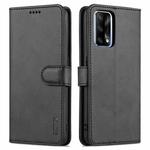 For OPPO A74 4G / F19 AZNS Skin Feel Calf Texture Horizontal Flip Leather Case with Card Slots & Holder & Wallet((Black)