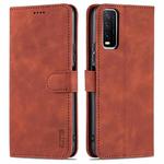 For vivo Y20 / iQOO U1x AZNS Skin Feel Calf Texture Horizontal Flip Leather Case with Card Slots & Holder & Wallet((Brown)