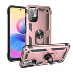 For Xiaomi Redmi Note 10 5G Shockproof TPU + PC Protective Case with 360 Degree Rotating Holder(Rose Gold)