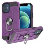 For iPhone 12 mini War-god Armor TPU + PC Shockproof  Magnetic Protective Case with Ring Holder (Purple)