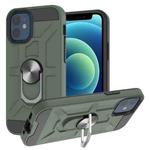 For iPhone 12 mini War-god Armor TPU + PC Shockproof  Magnetic Protective Case with Ring Holder (Deep Green)