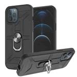 For iPhone 12 / 12 Pro War-god Armor TPU + PC Shockproof  Magnetic Protective Case with Ring Holder(Black)