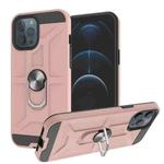 For iPhone 12 / 12 Pro War-god Armor TPU + PC Shockproof  Magnetic Protective Case with Ring Holder(Rose Gold)