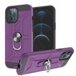 For iPhone 12 / 12 Pro War-god Armor TPU + PC Shockproof  Magnetic Protective Case with Ring Holder(Purple)
