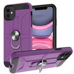 For iPhone 11 War-god Armor TPU + PC Shockproof  Magnetic Protective Case with Ring Holder (Purple)