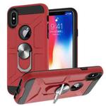 For iPhone X / XS War-god Armor TPU + PC Shockproof  Magnetic Protective Case with Ring Holder(Red)