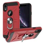 For iPhone XR War-god Armor TPU + PC Shockproof  Magnetic Protective Case with Ring Holder(Red)