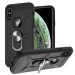 For iPhone XS Max War-god Armor TPU + PC Shockproof  Magnetic Protective Case with Ring Holder(Black)
