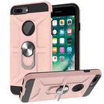 War-god Armor TPU + PC Shockproof  Magnetic Protective Case with Ring Holder For iPhone 8 Plus / 7 Plus(Rose Gold)