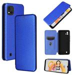 For OPPO Realme C20 Carbon Fiber Texture Horizontal Flip TPU + PC + PU Leather Case with Card Slot(Blue)
