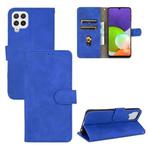 For Samsung Galaxy A22 4G Solid Color Skin Feel Magnetic Buckle Horizontal Flip Calf Texture PU Leather Case with Holder & Card Slots & Wallet(Blue)