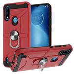 For Motorola Moto E7 Power 2021 War-god Armor TPU + PC Shockproof Magnetic Protective Case with Ring Holder(Red)