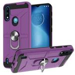 For Motorola Moto E7 Power 2021 War-god Armor TPU + PC Shockproof Magnetic Protective Case with Ring Holder(Purple)