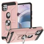 For Motorola Moto G 5G / One 5G Ace War-god Armor TPU + PC Shockproof Magnetic Protective Case with Ring Holder(Rose Gold)