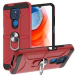 For Motorola Moto G Play 2021 War-god Armor TPU + PC Shockproof Magnetic Protective Case with Ring Holder(Red)