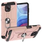 For Motorola Moto G Power 2021 War-god Armor TPU + PC Shockproof Magnetic Protective Case with Ring Holder(Rose Gold)