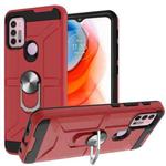 For Motorola Moto G10 / G30 War-god Armor TPU + PC Shockproof Magnetic Protective Case with Ring Holder(Red)