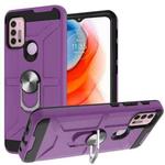 For Motorola Moto G10 / G30 War-god Armor TPU + PC Shockproof Magnetic Protective Case with Ring Holder(Purple)