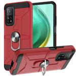 For Xiaomi Mi 10T/ 10T Pro / Redmi K30S War-god Armor TPU + PC Shockproof Magnetic Protective Case with Ring Holder(Red)