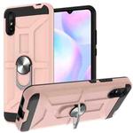 For Xiaomi Redmi 9A War-god Armor TPU + PC Shockproof Magnetic Protective Case with Ring Holder(Rose Gold)