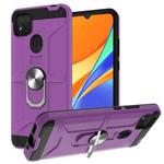 For Xiaomi Redmi 9C / Redmi 9 Indian Edition War-god Armor TPU + PC Shockproof Magnetic Protective Case with Ring Holder(Purple)