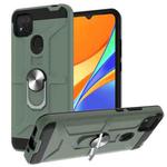 For Xiaomi Redmi 9C / Redmi 9 Indian Edition War-god Armor TPU + PC Shockproof Magnetic Protective Case with Ring Holder(Deep Green)