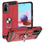 For Xiaomi Redmi Note 10 / Note 10S War-god Armor TPU + PC Shockproof Magnetic Protective Case with Ring Holder(Red)