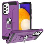 For Samsung Galaxy A52 5G / 4G War-god Armor TPU + PC Shockproof Magnetic Protective Case with Ring Holder(Purple)