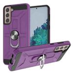 For Samsung Galaxy S21+ 5G War-god Armor TPU + PC Shockproof Magnetic Protective Case with Ring Holder(Purple)