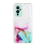 For OnePlus 9 Hollow Marble Pattern TPU Precise Hole Protective Case(Green)