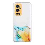 For OnePlus 9 Pro Hollow Marble Pattern TPU Precise Hole Protective Case(Yellow)