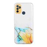 For OnePlus Nord N100 Hollow Marble Pattern TPU Precise Hole Protective Case(Yellow)