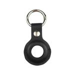 Shockproof Anti-scratch Leather Protective Case Cover Key Chain with Hang Loop For AirTag(Black)