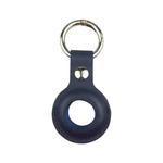 Shockproof Anti-scratch Leather Protective Case Cover Key Chain with Hang Loop For AirTag(Deep Blue)