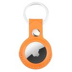 For AirTag Shockproof Anti-scratch Leather Protective Case Cover with Hang Loop Key Chain(Orange)