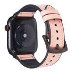 Crazy Horse Texture Leather Watch Band For Apple Watch Series 7 41mm / 6 & SE & 5 & 4 40mm / 3 & 2 & 1 38mm(Pink)