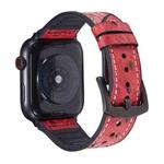 Ostrich Texture Leather Watch Band For Apple Watch Series 7 45mm / 6 & SE & 5 & 4 44mm / 3 & 2 & 1 42mm(Red Wine)