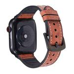 Ostrich Texture Leather Watch Band For Apple Watch Series 7 45mm / 6 & SE & 5 & 4 44mm / 3 & 2 & 1 42mm(Coffee)