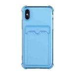 For iPhone X / XS TPU Dropproof Protective Back Case with Card Slot(Blue)