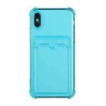 For iPhone X / XS TPU Dropproof Protective Back Case with Card Slot(Baby Blue)