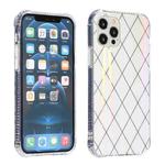 For iPhone 12 / 12 Pro Laser Aurora Rhombic Grid TPU Protective Case(Pearl White)
