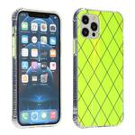 For iPhone 12 Pro Max Laser Aurora Rhombic Grid TPU Protective Case(Fluorescent Green)