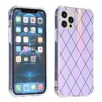 For iPhone 12 Pro Max Laser Aurora Rhombic Grid TPU Protective Case(Purple)