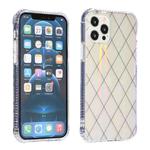 For iPhone 12 Pro Max Laser Aurora Rhombic Grid TPU Protective Case(Transparent White)