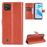 For OPPO Realme C11 2021 / Realme C20 / Realme C20A Crazy Horse Texture Horizontal Flip Leather Case with Holder & Card Slots & Lanyard(Brown)
