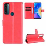 For TCL 20 SE Crazy Horse Texture Horizontal Flip Leather Case with Holder & Card Slots & Lanyard(Red)