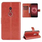 For Fujitsu Arrows Be4 Plus / F-41B Crazy Horse Texture Horizontal Flip Leather Case with Holder & Card Slots & Lanyard(Brown)