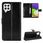 For Samsung Galaxy A22 4G Crazy Horse Texture Horizontal Flip Leather Case with Holder & Card Slots & Lanyard(Black)