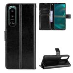 For Sony Xperia 5 III Crazy Horse Texture Horizontal Flip Leather Case with Holder & Card Slots & Lanyard(Black)